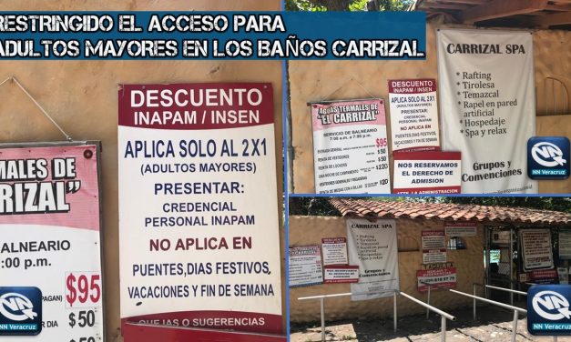 Restringido el acceso para adultos mayores a Baños Carrizal, Veracruz