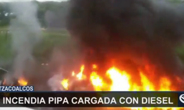 Se incendia pipa cargada con Diesel