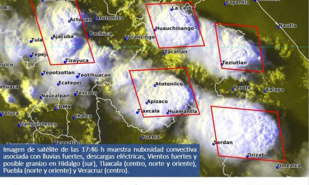 Zonas de #Hidalgo #Tlaxcala #Puebla y #Veracruz ya tienen nubosidad que generará #Lluvias fuertes