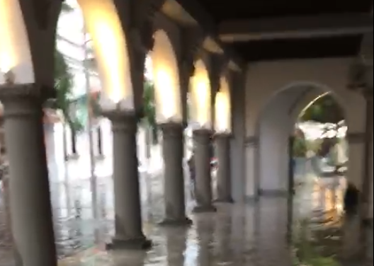 Así el Palacio Municipal de Veracruz (+VIDEO) tras fuerte lluvia registrada la mañana de este viernes