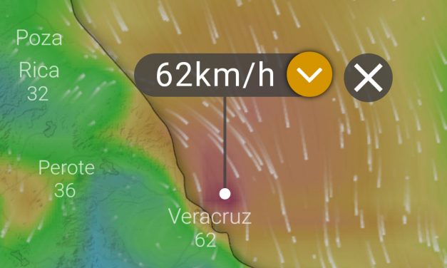 62 km/h fue el máximo aire hoy mañana puede igualar o superar sobre el puerto de Veracruz.