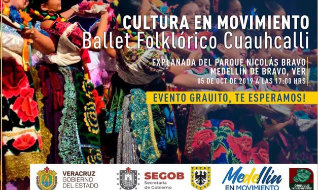 El Ballet Folclórico #Cascabel este 5 de octubre en punto de las 17:00 hrs en la explanada del Parque Nicolás Bravo en Medellín de Bravo!