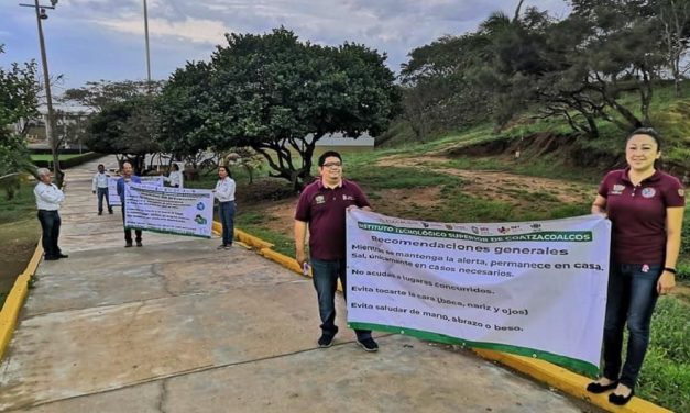 Instalan filtro sanitario en la entrada principal del Instituto Tecnológico Superior de Coatzacoalcos (Itesco)