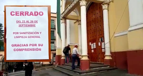 La catedral de Xalapa permanecerá cerrada del 21 al 26 de septiembre por trabajos de sanitizacón.