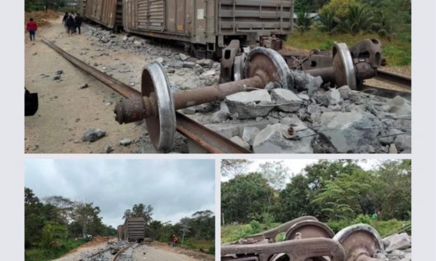 Descarrilamiento de tren carguero en Palomares Oaxaca