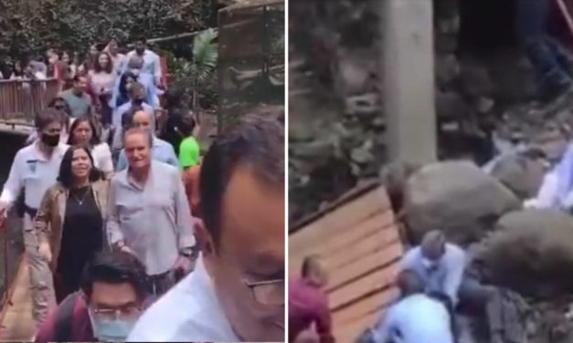 ALCALDE DE CUERNAVACA Y ESPOSA CAEN DE PUENTE (video) QUE REINAUGURABAN