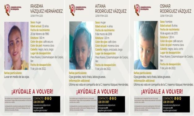 Mujer  y sus dos hijos cumplen 9 días desaparecidos, en Cosamaloapan