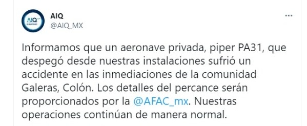 Se desploma avioneta en Querétaro; reportan dos personas muertas