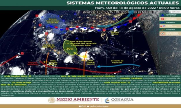 Lluvias puntuales intensas con descargas eléctricas y caída de granizo en el noroeste y sureste del país