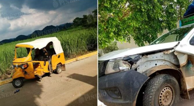 Funesto choque en camino a Naranjal entre una camioneta pasajera y un mototaxi, en San José Chiltepec, Oaxaca