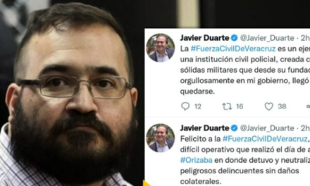 Desde prisión, Duarte felicita a la Fuerza Civil por neutralizar a delincuentes en Orizaba; “llegó para quedarse”, dice