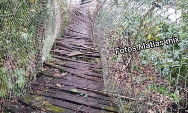 DESTRUIDO EL PUENTE COLGANTE QUE CONECTA A LA PALMA, TEPATLAXCO CON PIÑA, ZENTLA