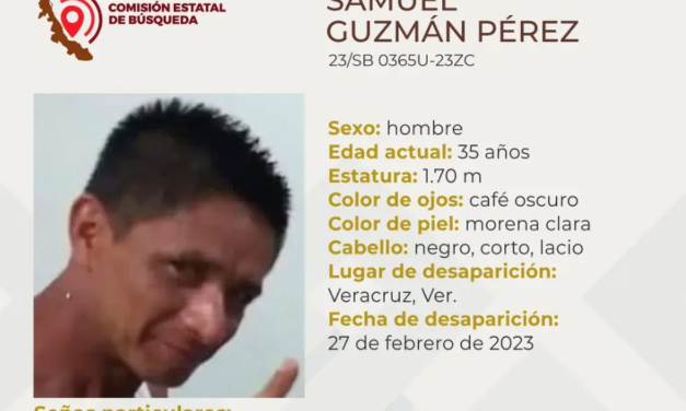 Piden ayuda para localizar a hombre reportado como desaparecido en Veracruz