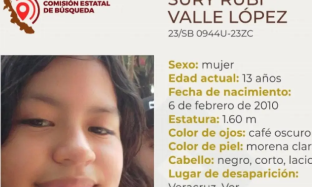 Desaparece menor de 13 años en Veracruz