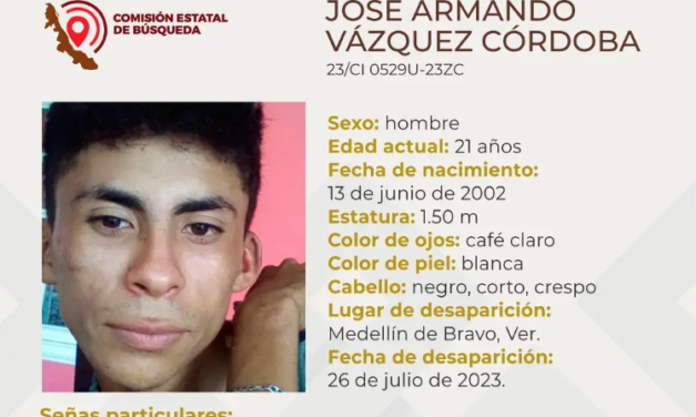 Piden ayuda para encontrar a joven desaparecido en Medellín de Bravo