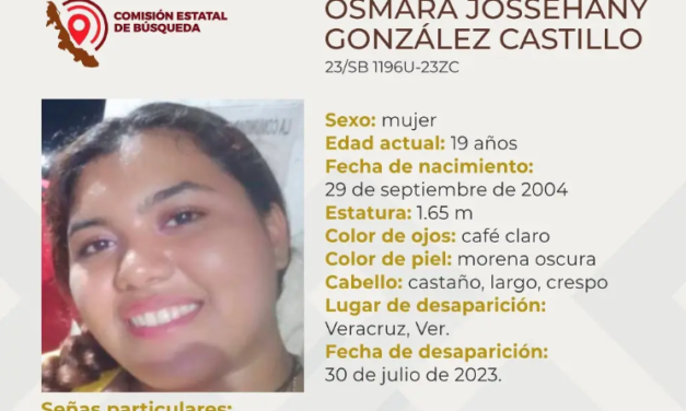 Ella es Osmara, tiene 19 años y desapareció en la ciudad de Veracruz