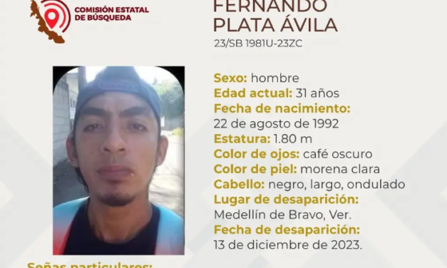 Piden ayuda para encontrar a hombre desaparecido en Medellín de Bravo