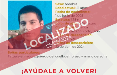 Localizan a joven desaparecido en Medellín de Bravo, Veracruz