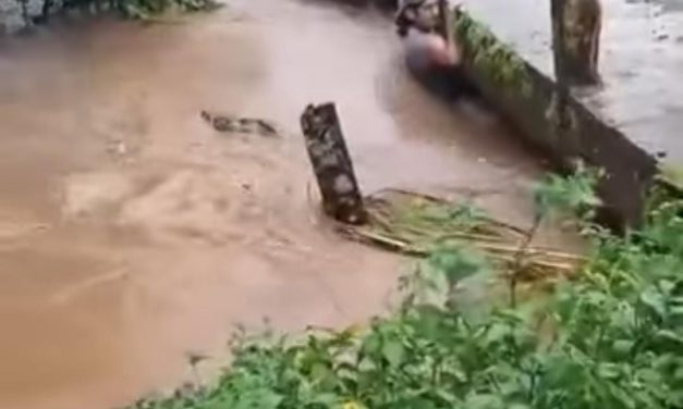 CORRIENTE DE RIO SE LLEVA HOMBRE EN CATEMACO (VIDEO)