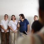 Este jueves 27 de febrero, la Presidenta Municipal de San Andrés Tuxtla, acompañada de la regidora primera, la profesora María Elida Pino Villaseca, acudió al edificio albergue Comunitario del DIF Municipal