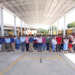 Autoridades municipales inauguran domo en Telesecundaria José María Morelos y Pavón en Tilapan.